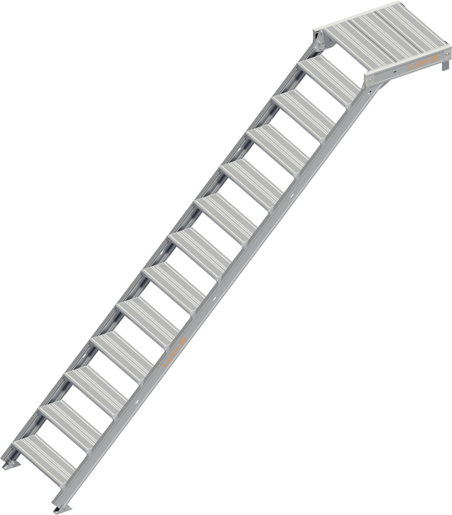 Layher Alu-Treppe 45° ohne Handlauf 0,60x2,60m, mit Plattform #1126713